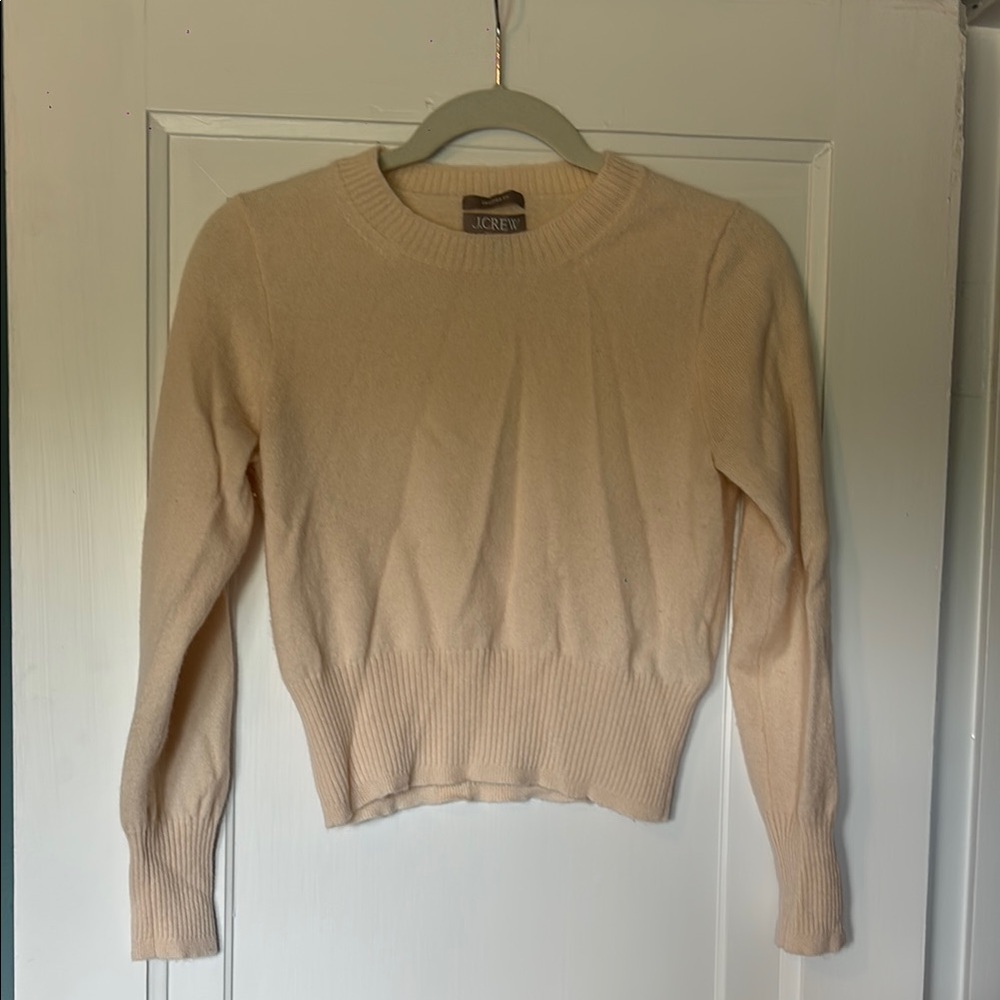 J. Crew Cream Crew Neck Sweater Fitted Knit